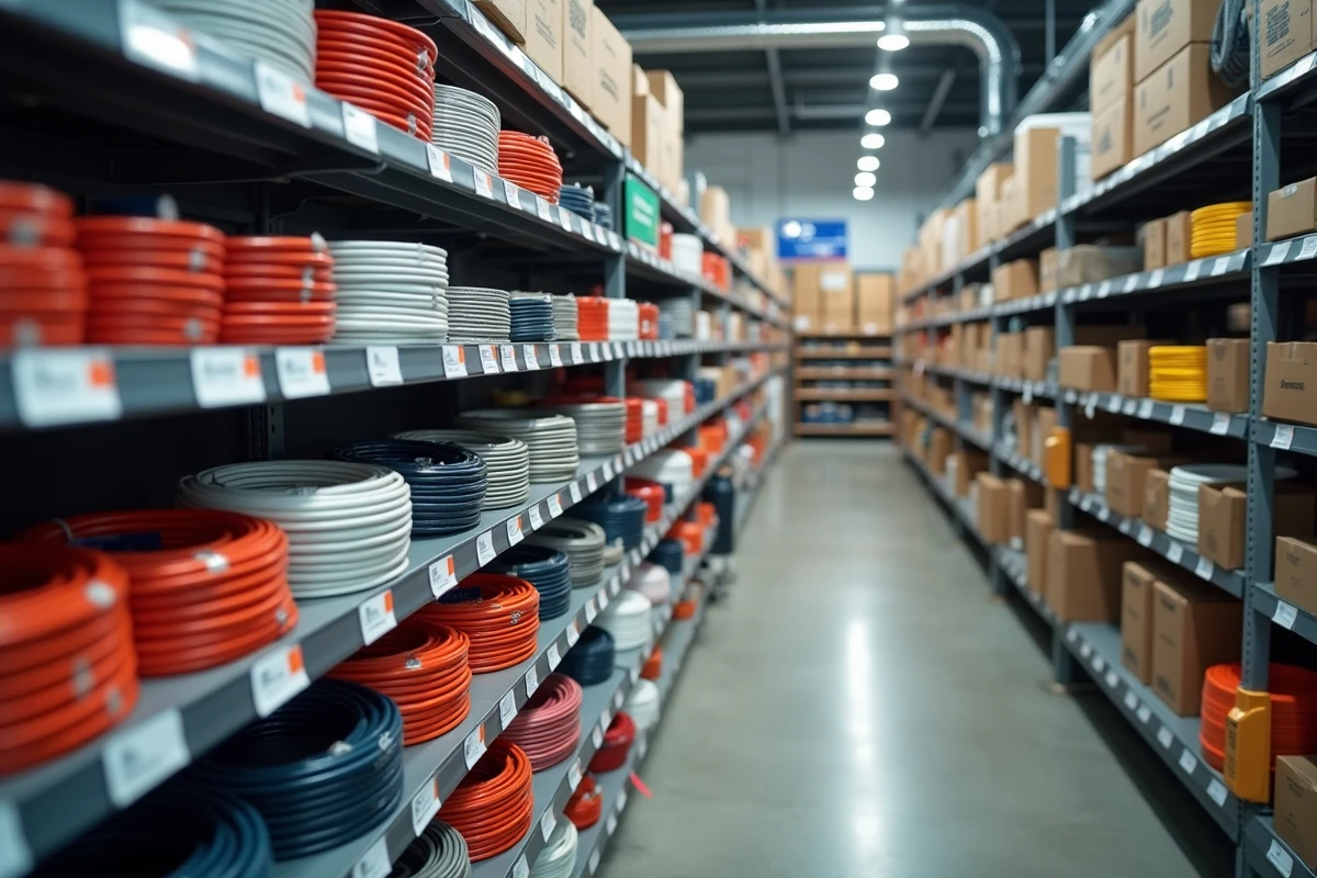 Rayons de câbles électriques en magasin de bricolage pour salle de bains et radiateur électrique