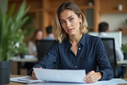 Salariée Maisons du Monde consultant les avantages CSE à son bureau pour optimiser son pouvoir d'achat